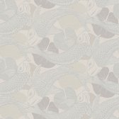 Oosters behang Profhome 378596-GU vliesbehang glad met dieren patroon glanzend zilver wit grijs 5,33 m2