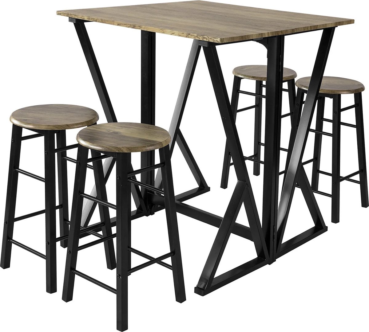 Bartafel met barstoelen - Krukken Set - Bistro Ensemble - Eetcombinatie - Feestmeubilair - Verzamelsuite - Entertainment Kit - Zwart - 89 x 40 x 80cm