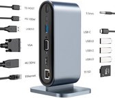 TKMARS Hub USB C 12 en 1 - Station d'accueil - Répartiteur USB - PD 100W - HDMI 4K - USB A - USB C - USB 3.0 - Ethernet 100G - Micro TF/SD - Convient pour ordinateur portable, Macbook, Windows, Linux, Android, IOS