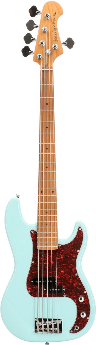 Fazley Sunset Series Piranha 5 Sky Blue 5-snarige elektrische basgitaar met gigbag