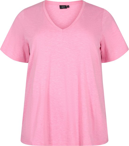 ZIZZI MBREA, S/S, STRAIGHT TEE Dames T-shirt - Pink - Maat XXXL (63-64)