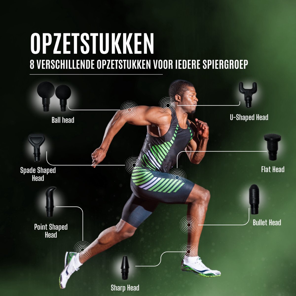 ReyFit Sports Massage Gun Pro: 30 standen, 8 opzetstukken thumbnail 5