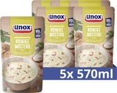 Unox Smaakfavoriet Soep In Zak - Romige Mosterd - met duurzaam geteelde kruiden en hartige spekjes met Beter Leven-keurmerk - 5 x 570 ml