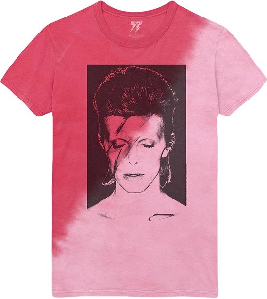 David Bowie - Aladdin Sane Heren T-shirt - M - Rood/Roze