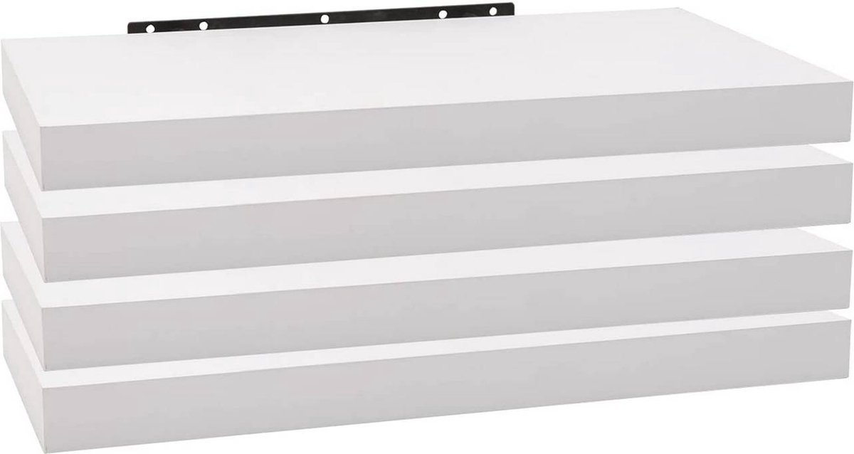 Set van 4 wandplanken - Zwevende planken - Displayplanken - Vochtbestendig - Eenvoudige installatie - Veelzijdig gebruik - 50 cm x 22,9 cm x 3,8 cm per plank