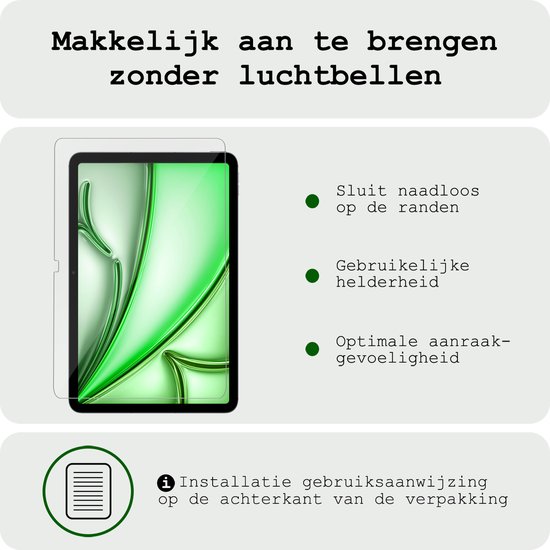 Makkelijk aan te brengen zonder luchtbellen. Screenprotector op een tablet.