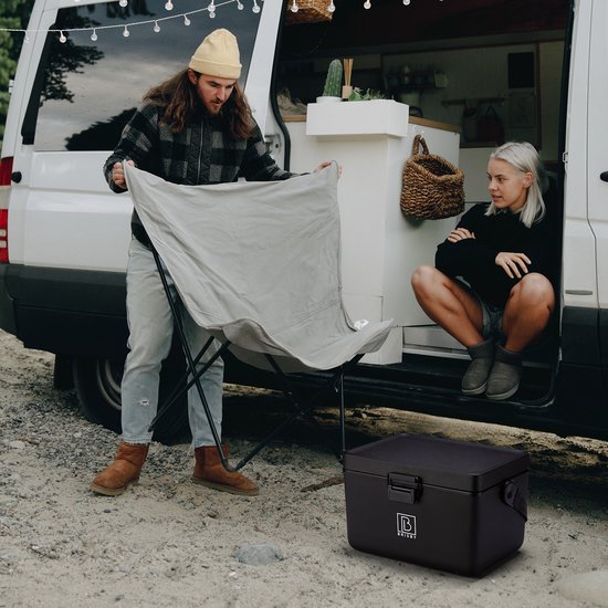 Brisby Glacière - Frigo box - Glacière - Voiture - Légère - Boîte à pain - 12L - 2 éléments de refroidissement gratuits de 450 ml chacun - Incl. Séparateurs Planches à découper - Ouvre-bière - Ouvre-bouteille - Max. Isolation 40 heures - Zwart