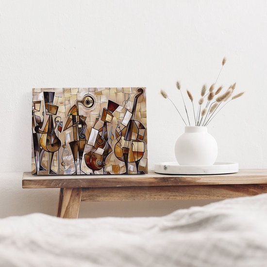 Artaza Canvas Schilderij Kunstwerk van een Groep Muzikanten - 40x30 - Klein - Foto Op Canvas - Canvas Print