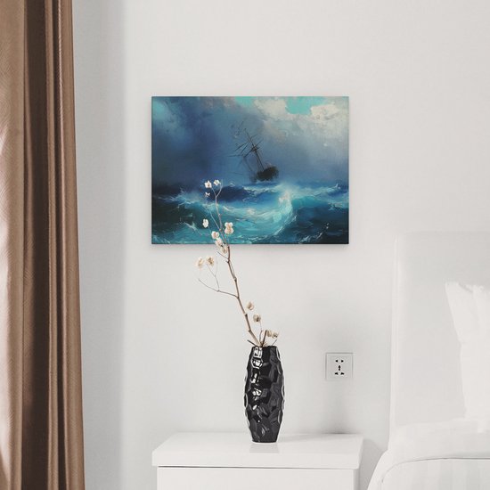 Peinture sur toile Artaza représentant un navire dans une mer agitée - 40 x 30 cm - Klein - Photo sur toile - Impression sur toile