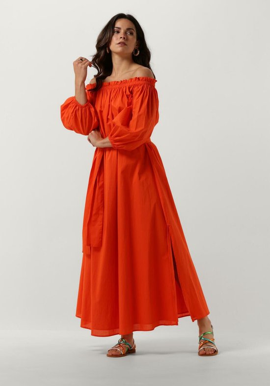 Notre-V Nv-danya Off Shoulder Dress Jurken Dames - Rok - Jurk - Oranje - Maat XS