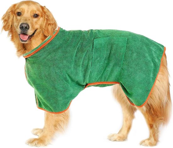 Hondenbadjas - Maat M - Groen - Badjas Voor Honden - Honden Badjas