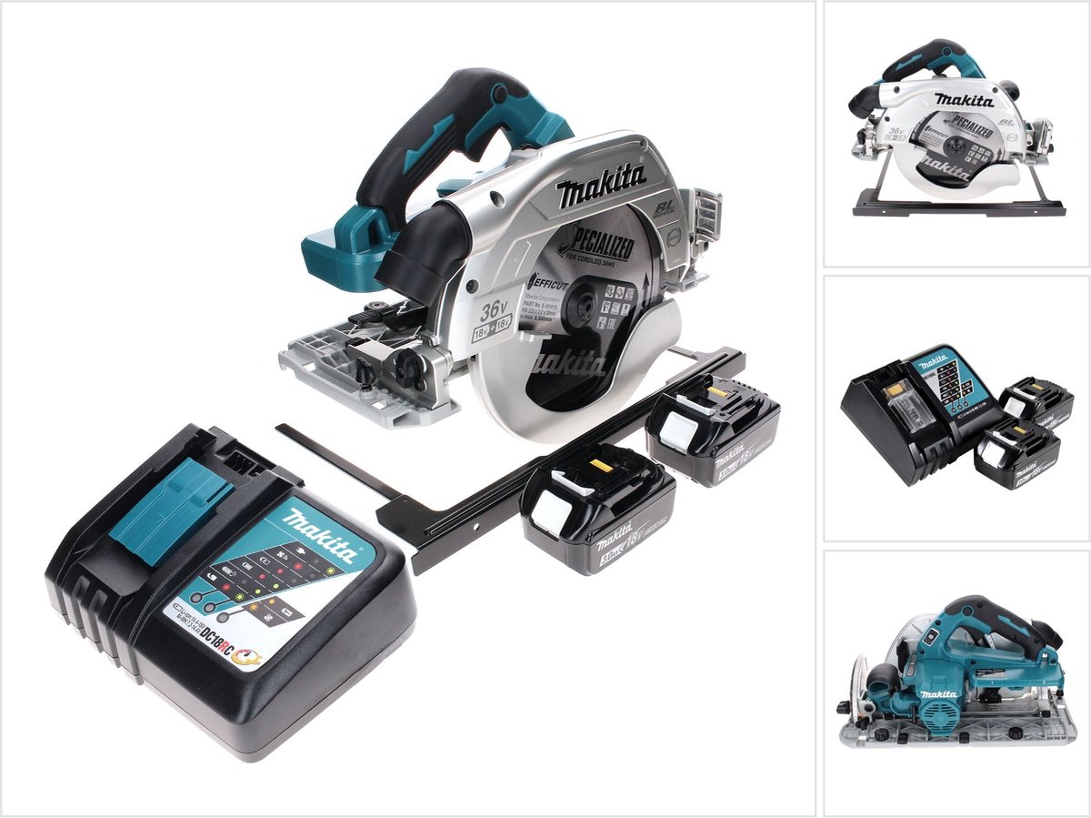 Makita DHS 900 RF2 accu-handcirkelzaag 36 V (2x 18 V) 235 mm borstelloos + 2x accu 3,0 Ah + oplader