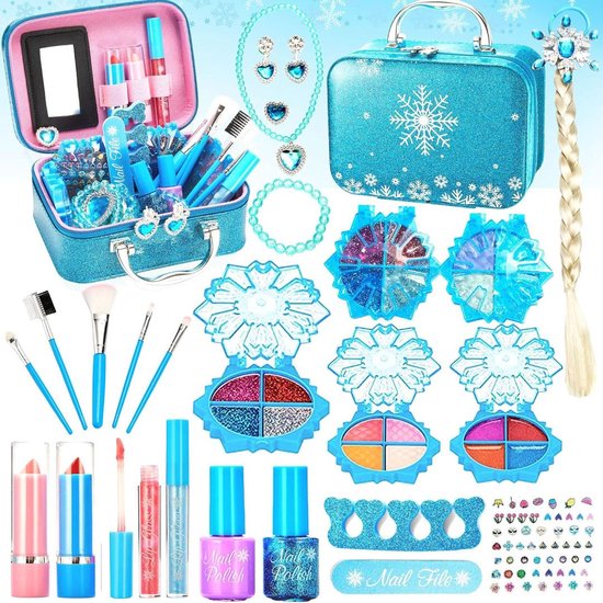 Make up Koffer Meisjes - Kinder Speelkoffer met Inhoud - Make upset voor Kinderen - Ijs Blauw - Voor jouw Prinsesje