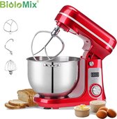 ShopDeal® - Biolomix - Keukenmixer met 6L RVS mengkom - professionele keukenmachine - Stille motor - Keukenrobot - 1200W - Zwart