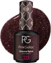 Pink Gellac Gellak Glitter Bruin 15ml - Bruine Glitter Nagellak - Gelnagels Producten - Gel Nails - 333 Oriental Spice