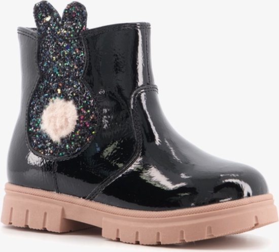 Blue Box meisjes chelsea boots met glitter konijn - Zwart