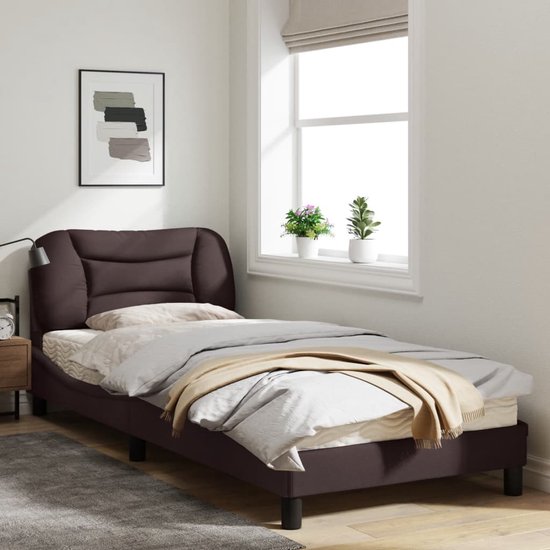 vidaXL - Bedframe - zonder - matras - "Hvar" - 90x200 - cm - stof - donkerbruin