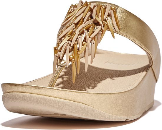 FitFlop Rumba Beaded Metallic Toe-Post Sandals GOUD - Maat 41