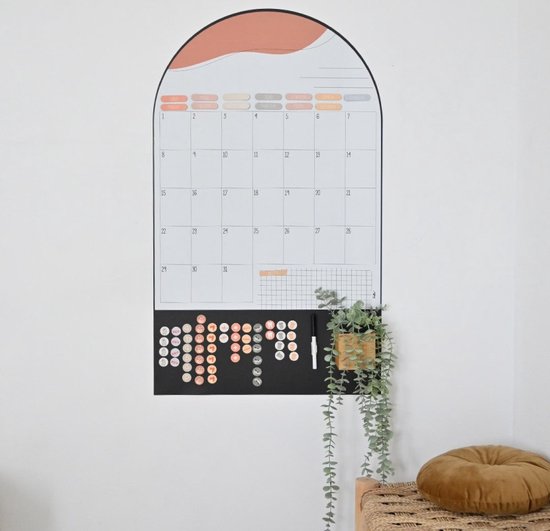 FERFLEX - Calendrier mensuel magnétique - La Famille - tableau magnétique - autocollant magnétique - tableau mémo - élégant - planificateur - calendrier mensuel