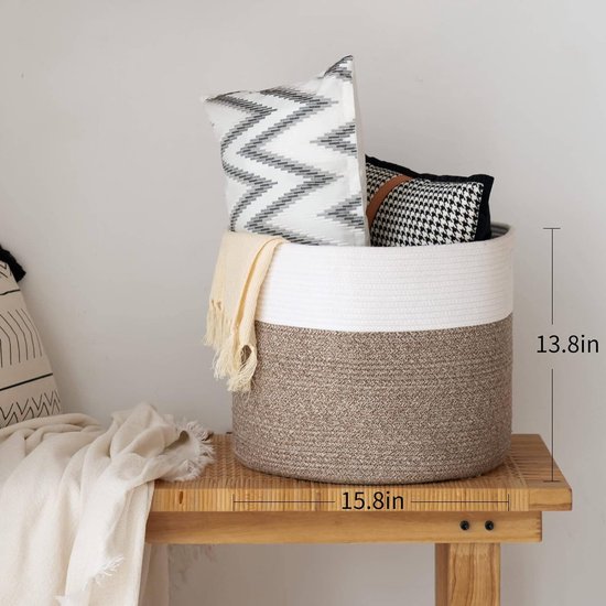 Vaidha Panier à Linge Panier à Vêtements Panier Tressé en Plastique pour Jouets Boîte de Rangement pour Linge Seau Panier de Rangement Ménager Seau à Linge Durable Rangement pour Vêtements Sales