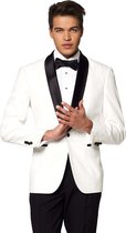 OppoSuits Pearly White - Heren Tuxedo Smoking met Vlinderdas - Chique - Wit - Maat EU 46