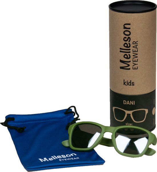 Melleson Eyewear - Kinderzonnebril Dani 3-7 jaar - maat M - Mosgroen met spiegelcoating glazen van Melleson Eyewear — afbeelding 5