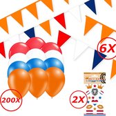 Oranje Versiering Oranje Slingers Vlaggenlijn Oranje Ballonnen EK WK Koningsdag Oranje Feestartikelen 208 Stuks Pakket