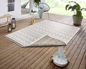 Flycarpets Omkeerbaar Buitenkleed / Vloerkleed - Kuba - Bruin / Creme - 200x290 cm - Laagpolig Tuintapijt / Buitentapijt / Tuinkleed