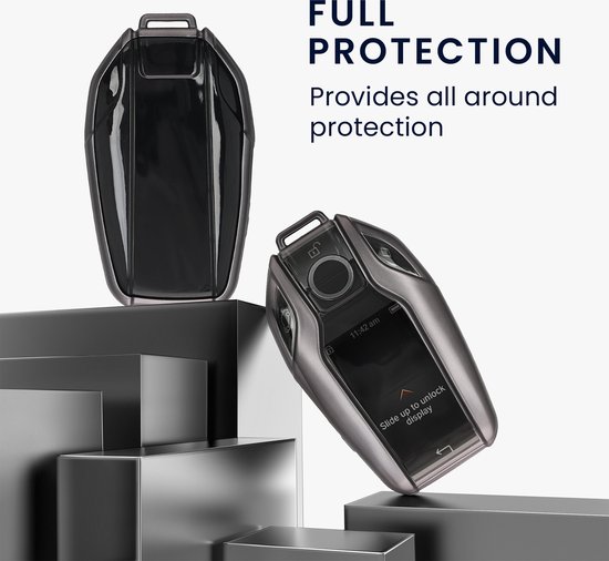 kwmobile autosleutel hoesje compatibel met Volvo 4-knops autosleutel Keyless Go hoes - Autosleutel behuizing - Sleuteletui in wit/goud