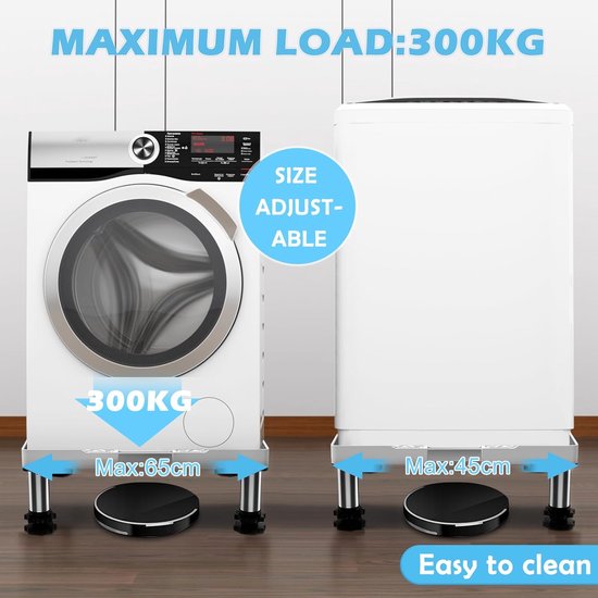 Moendergo Wasmachine Stand-Verstelbare Droger Stand met 4 Zware Voeten Verhoging 18cm/7inch Hoogte Max Belasting 400KG Wasmachine Base Stand voor Koelkast Huishoudelijke Apparaten (Hakken Voeten