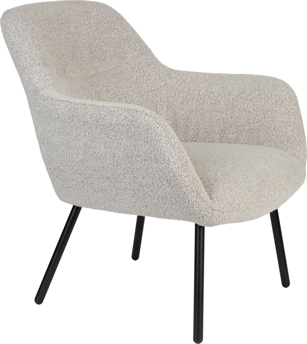 Housecraft Living Dude Loungestoel/ Fauteuil Bouclé stof Beige/ Wit