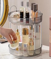 Make-up organizer, 360° roterende cosmetische organizer, schoonheidsorganizer, huidverzorgingsorganizer voor badkamer (2 lagen, grijs)