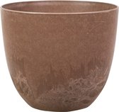 Bloempot/plantenpot gerecycled kunststof/steenpoeder Terra bruin dia 28 cm en hoogte 24 cm voor binnen/buiten - Met drainagesysteem