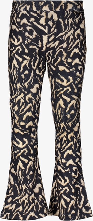 TwoDay meisjes flared broek met print zwart beige - Maat 122/128