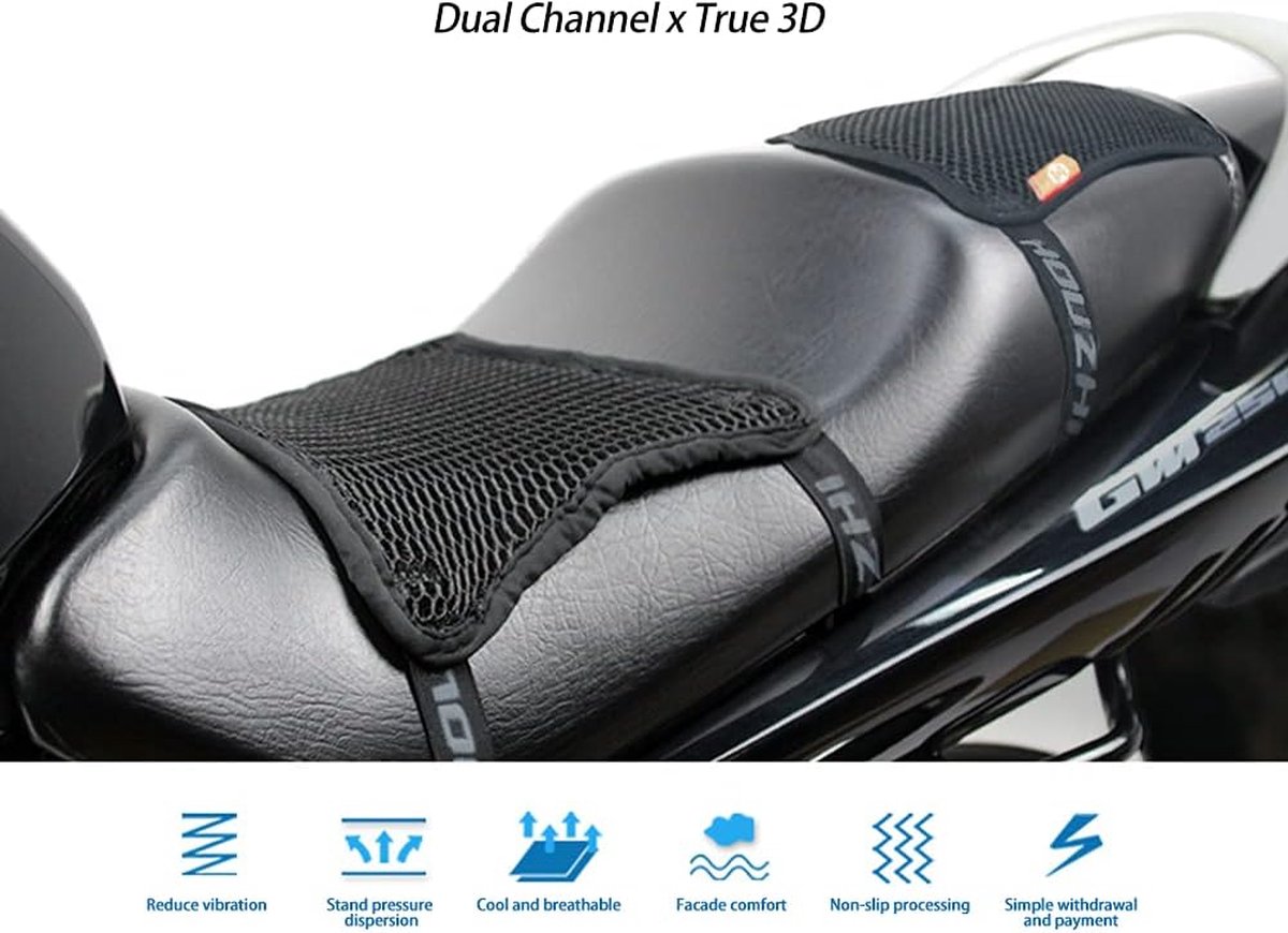 Asudaro Motorstoelhoezen, ademend motorzadelkussen, beschermmat, 3D, ademend, motorzonwering kussen