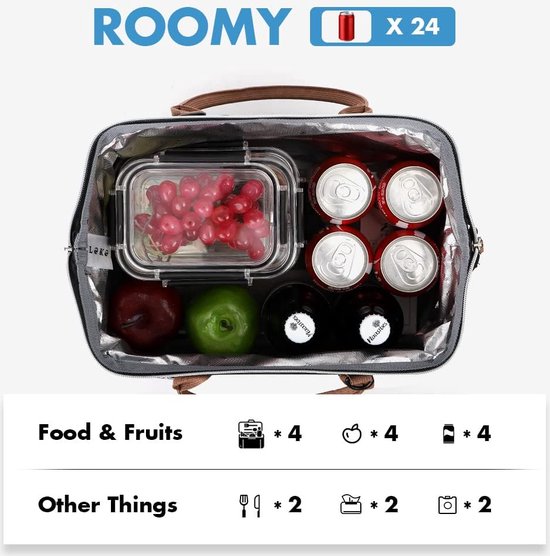 Koeltas, 16 liter, lunchtas met schouderriem, kleine koeltas voor werk, picknick, outdoor (grijs) van KOEL — afbeelding 2