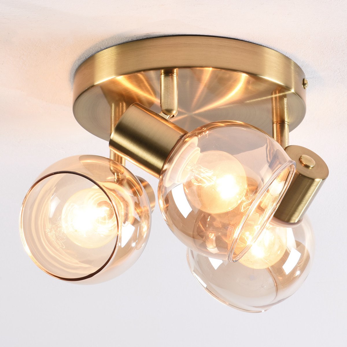 LED plafondlamp Tanganheira, gebogen plafondlamp van metaal/kunststof in aluminium/helder/glitter effect, dimbaar, ( 38,5 cm), LED 23,5 Watt, 1950 Lumen, 3000 K