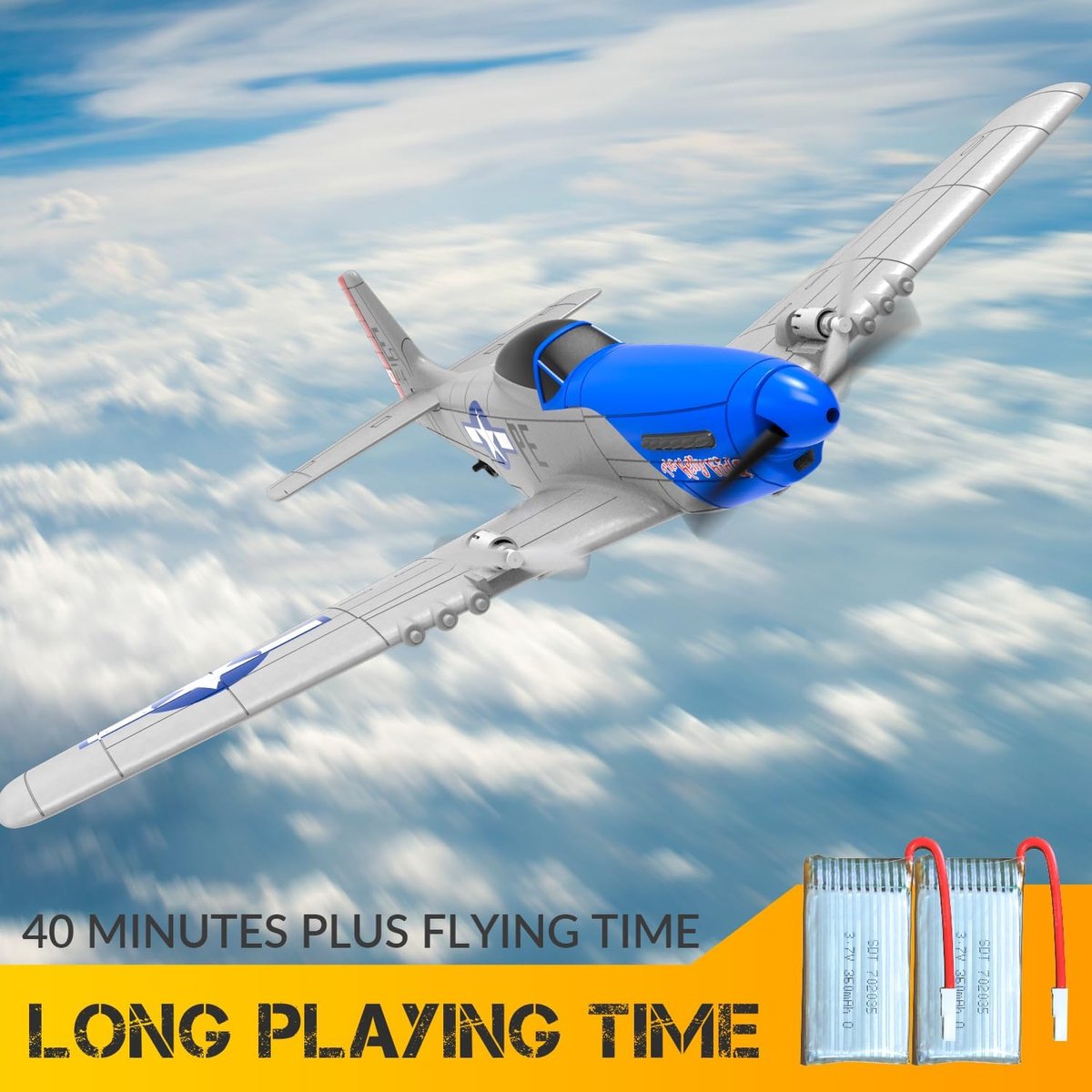 Jaune-Avion De Chasse Télécommandé À 2 Canaux 2.4g, Planeur Rc À Aile