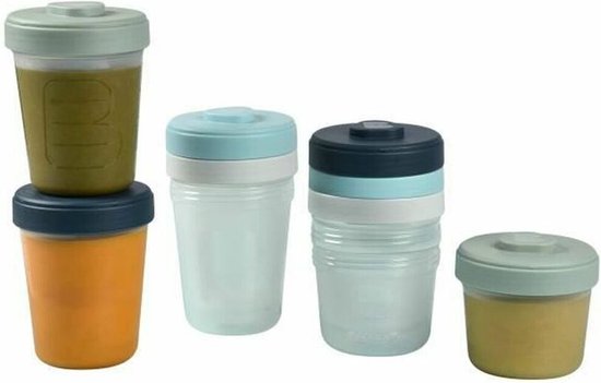 Béaba - Bewaarpotjes - Opbergdoosjes - 8 stuks - 4x 250ml + 4x 150ml - Blauw/groen van Beaba — afbeelding 2