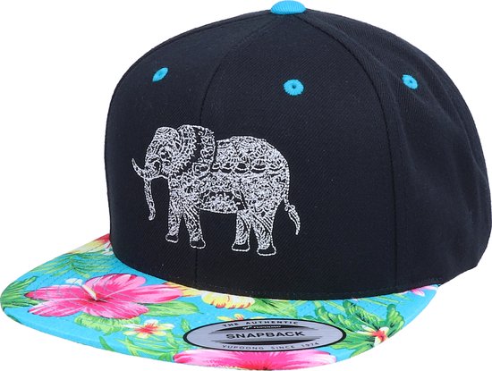 Hatstore- Elephant Mandala Black/Hawaii Snapback - Iconic Cap