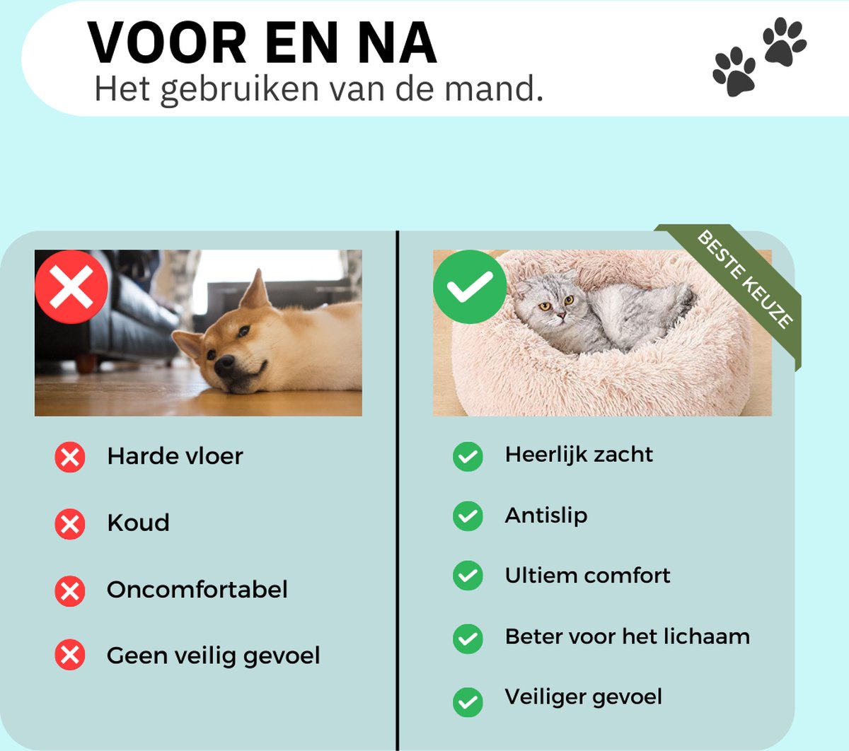 Donut Hondenmand - Kattenmand - Maat M - 60cm (ligvlak van 45cm) - Lichtgrijs - Fluffy en Wasbaar thumbnail 5