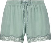 Hunkemöller Dames Nachtmode Shorts Velours Lace - Groen - maat L