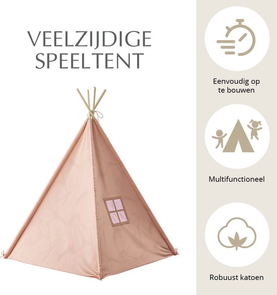 Speeltent Roze - Wigwam met dunne Vloerbodem - Tipi voor Kinderen 100 % Katoen - Creëer een Magische Speelplek van Kinderplay — afbeelding 5
