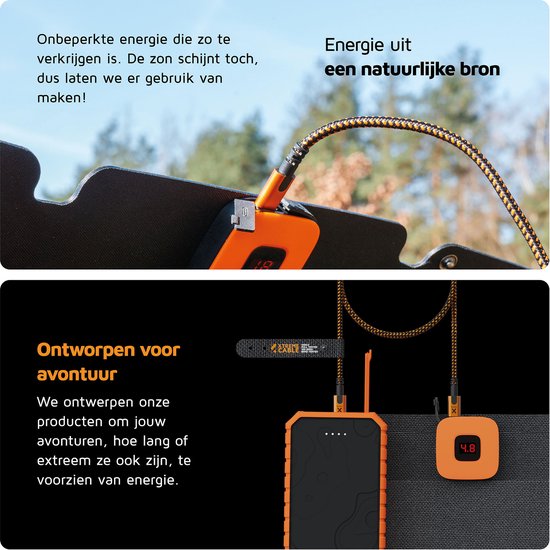 Xtorm Draagbaar Zonnepaneel Opvouwbaar - 28W Solar Panel - SolarBooster - Outdoor / Kamperen - Zonne-energie - Flexibel - Monokristallijn Zonnepaneel - EFTE - Zwart van Xtorm — afbeelding 4