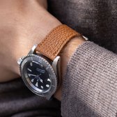 B&S Leren Horlogeband Luxury - Togo Cognac Brown Tonal - 20mm