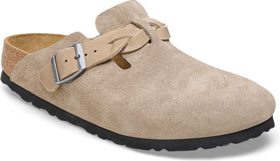 Birkenstock Boston Braided Suede Leather - Taupe Narrow - maat 40