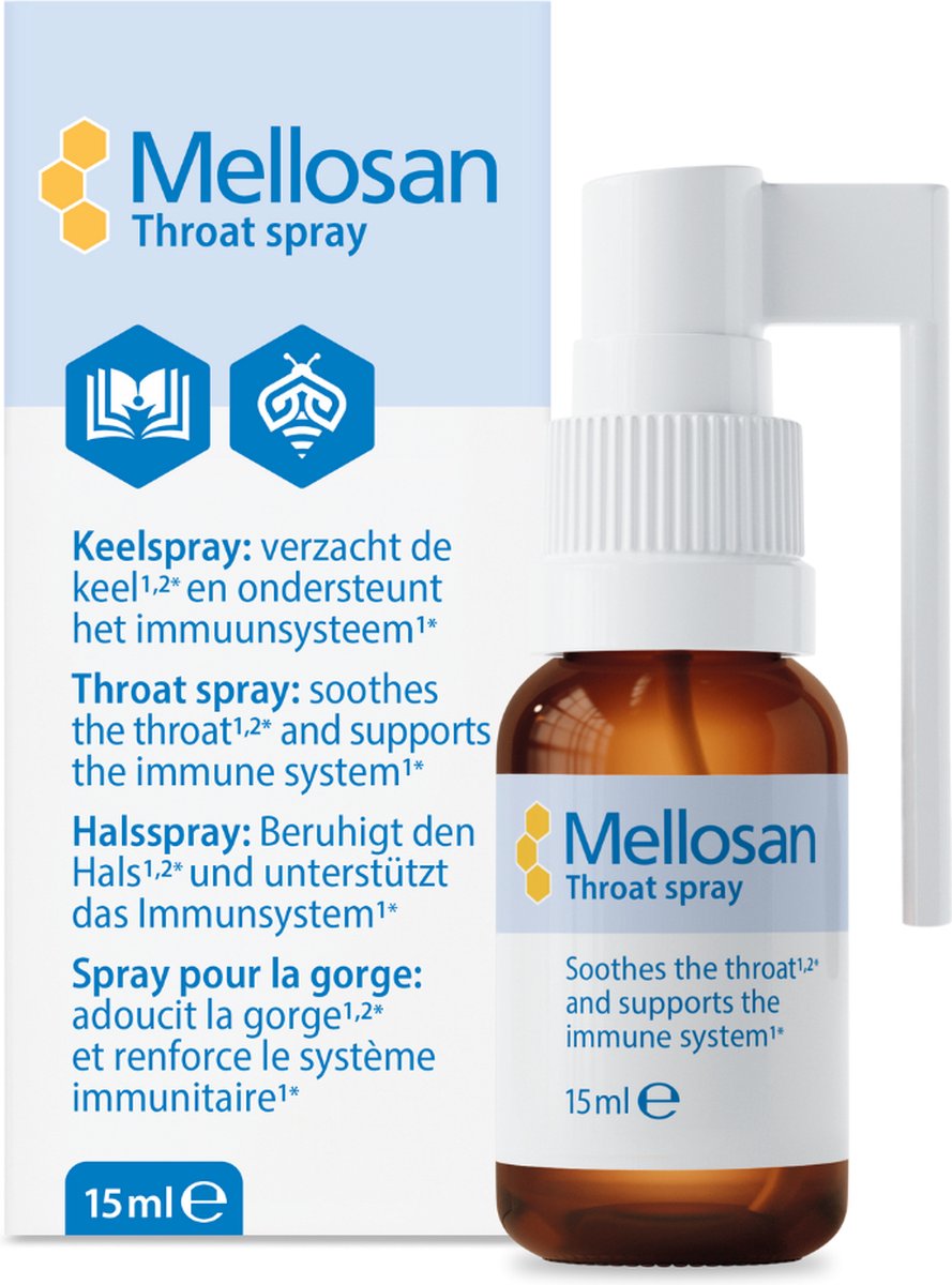 Goedkoopste Mellosan Keelspray - Verzacht de keel - Vermindert kriebel in de keel - Ondersteunt het immuunsysteem - Natuurlijke keelspray met tijm, kamille en rode zonnehoed - Keelverzorging