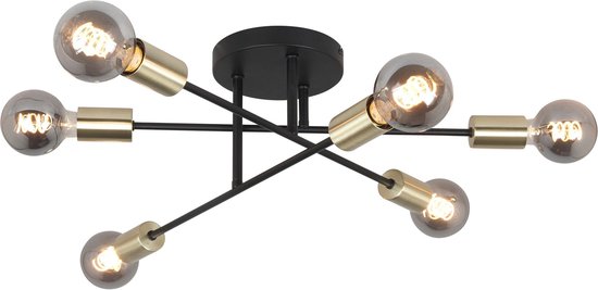 HighLight plafondlamp Sticks 6L - zwart / goud