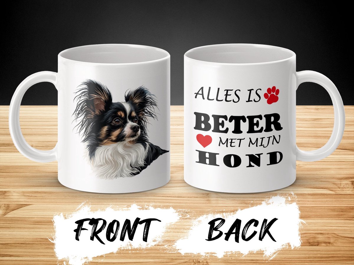 Mok Papillon Alles is beter met mijn hond - dog - doglover