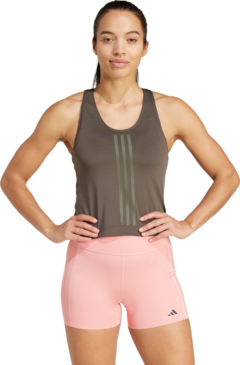 adidas Performance Power Reversible 3-Stripes Tight Fit Tanktop Dames Groen